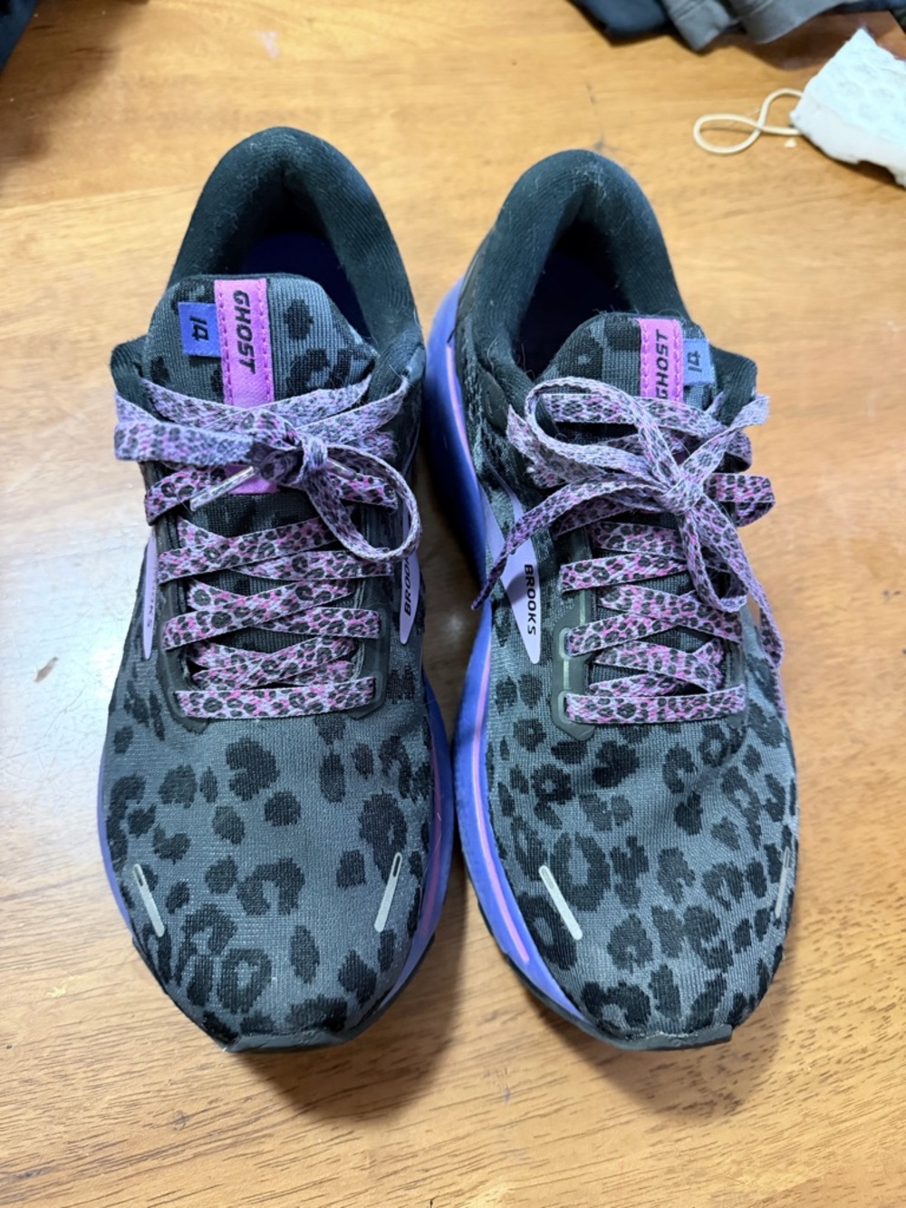 Brooks Women's Running Shoes - Black with Purple Leopard Details